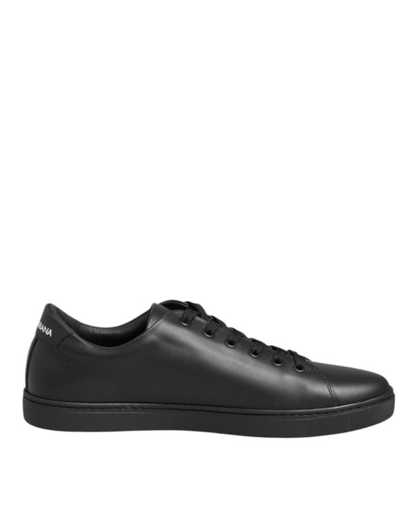 Black Leather Crystal Heart Sneakers  Shoes Dolce & Gabbana