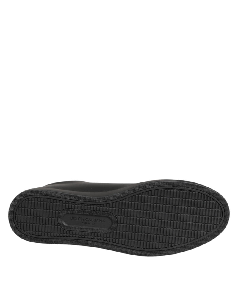 Black Leather Crystal Heart Sneakers  Shoes Dolce & Gabbana