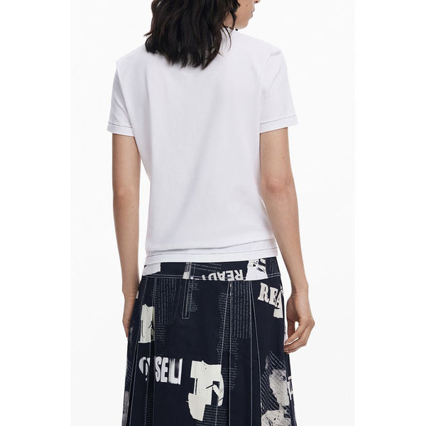 White Cotton Women T-Shirt Desigual