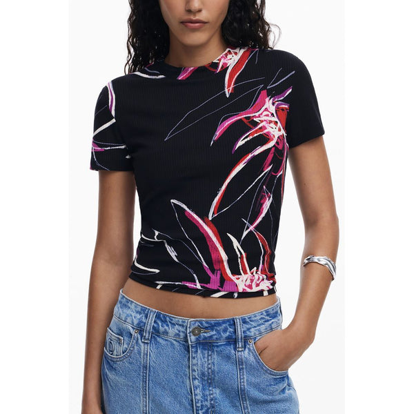Black Viscose Women Top Desigual