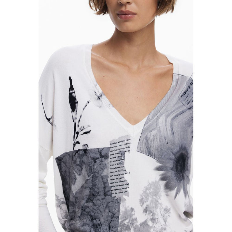 White Viscose Women Sweater Desigual