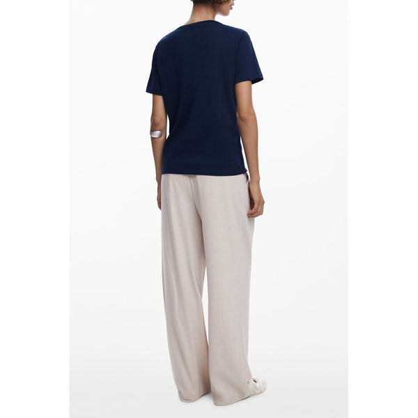 Blue Cotton Women T-Shirt Desigual