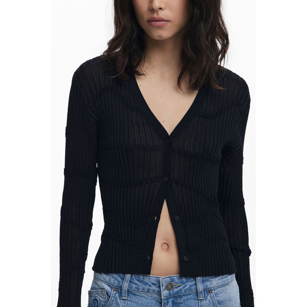 Black Viscose Women Cardigan Desigual