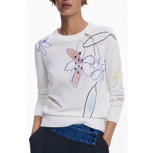 White Viscose Women Sweater Desigual