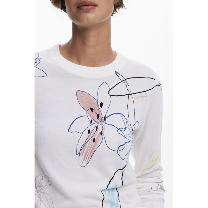 White Viscose Women Sweater Desigual