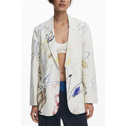 White Polyester Women Jacket Desigual