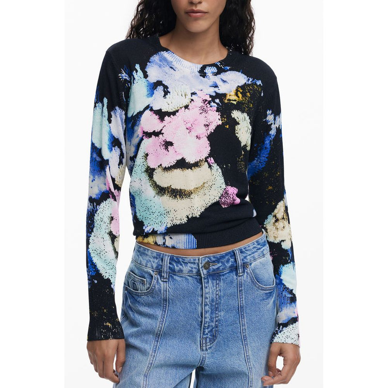 Black Linen Women Sweater Desigual