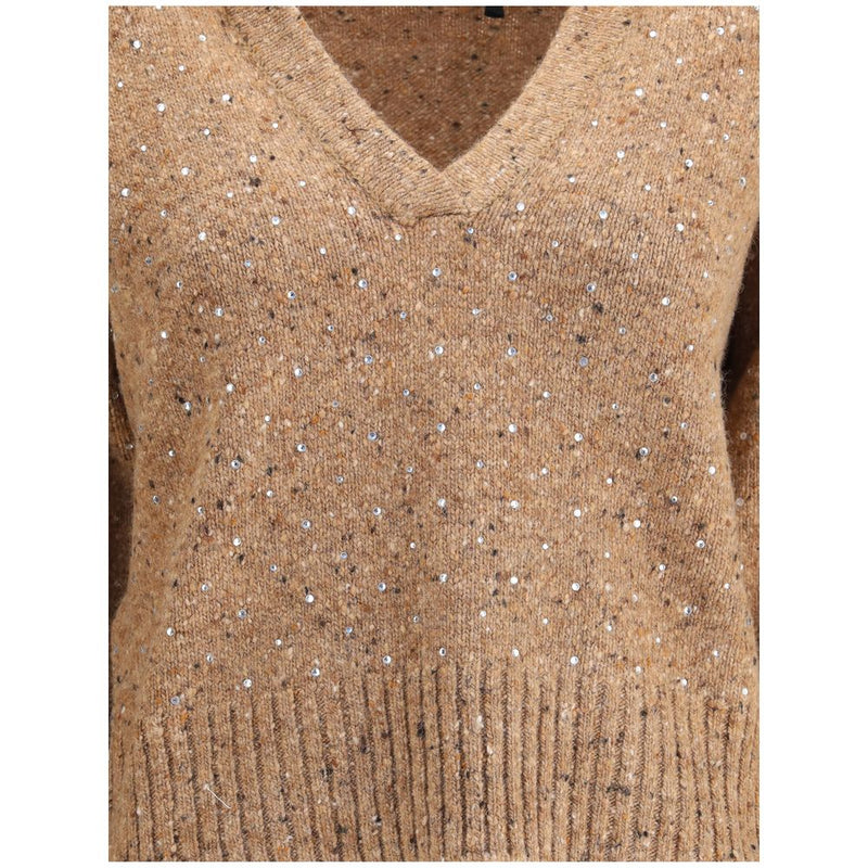 V-neck Sweater with rhinestones PINKO