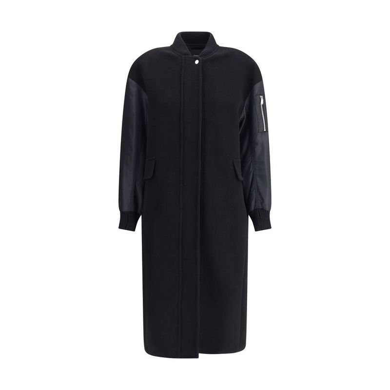 Long Coat in wool-blend cloth and technical satin PINKO