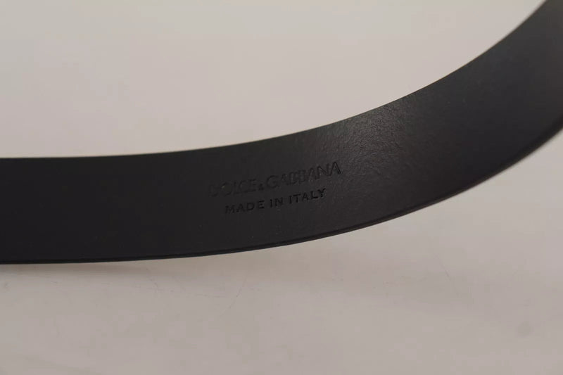 Calf Leather Silver Tone Black Metal Buckle Belt Dolce & Gabbana