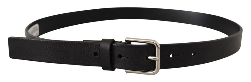Calf Leather Silver Tone Black Metal Buckle Belt Dolce & Gabbana