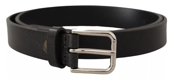 Calf Leather Silver Tone Black Metal Buckle Belt Dolce & Gabbana