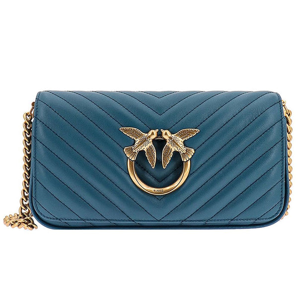 Blue Calfskin Crossbody Bag PINKO
