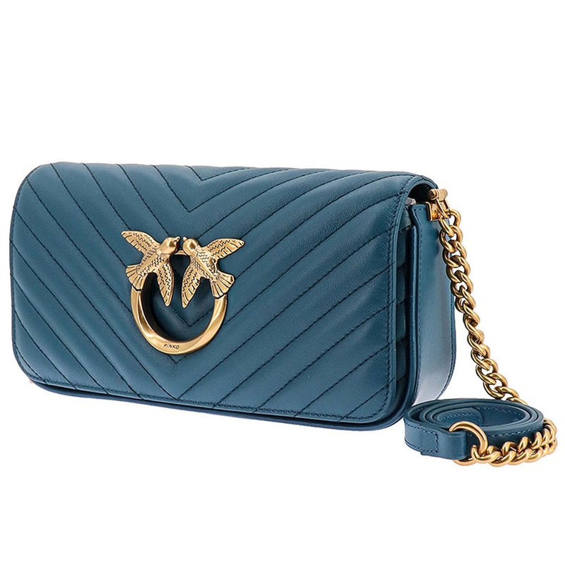Blue Calfskin Crossbody Bag PINKO
