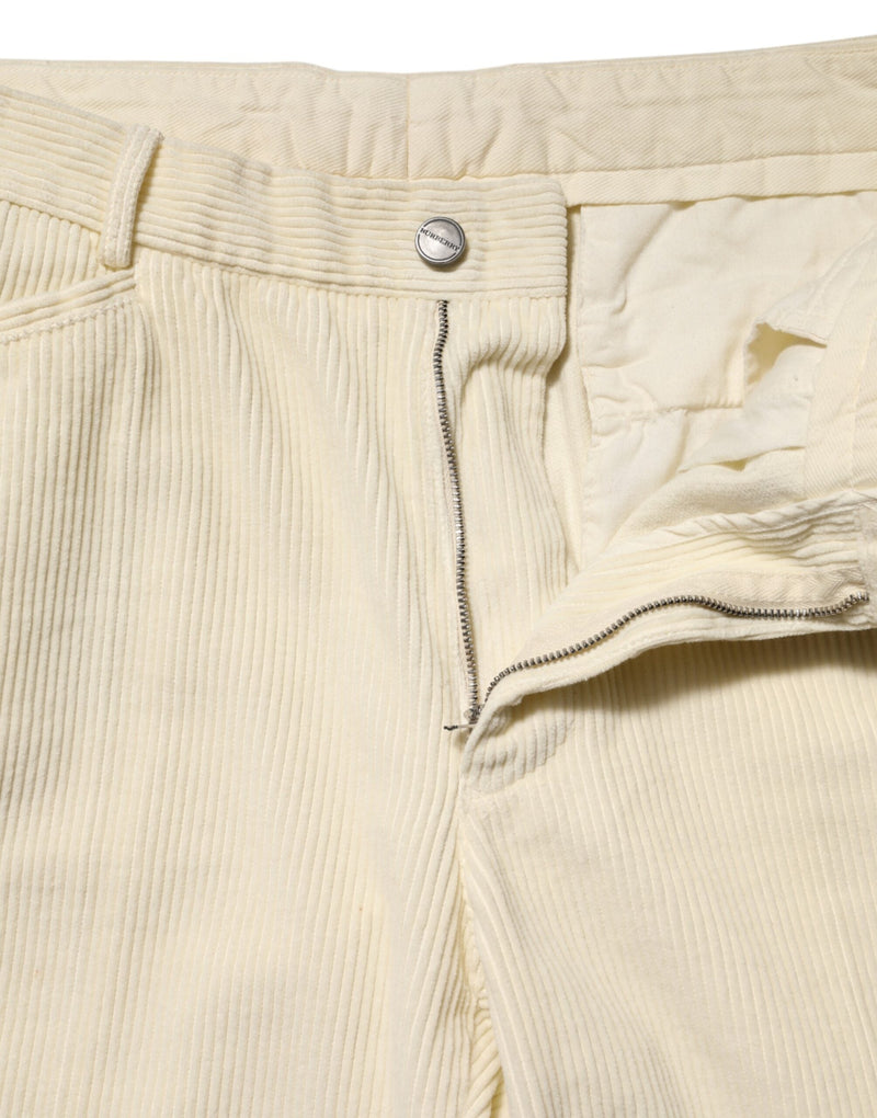 Beige Corduroy Cotton Straight Men Trouser Pants Burberry