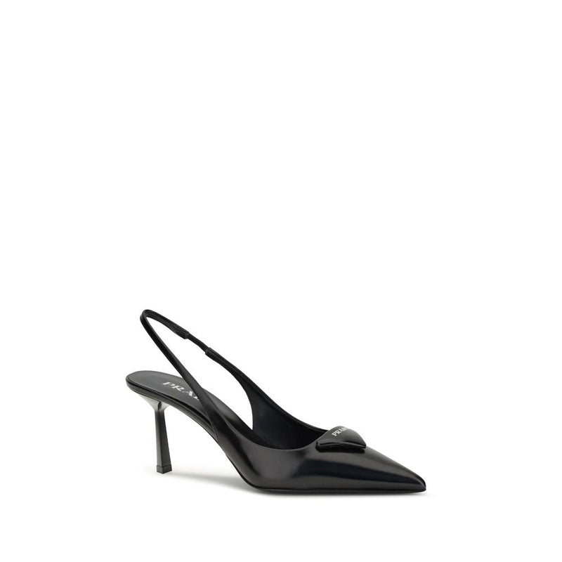 Black Leather High Heel Pumps Prada