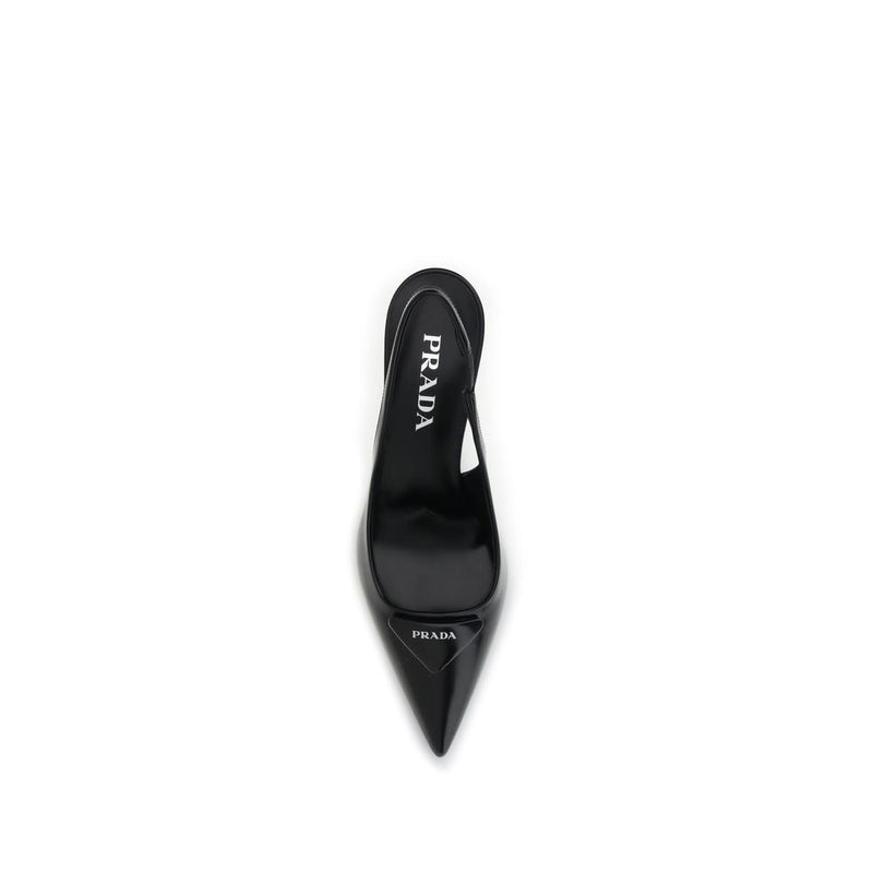 Black Leather High Heel Pumps Prada