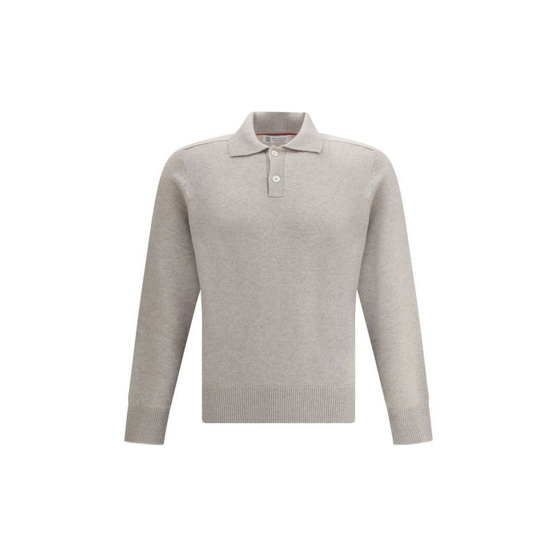 Beige Cashmere Polo Shirt Brunello Cucinelli