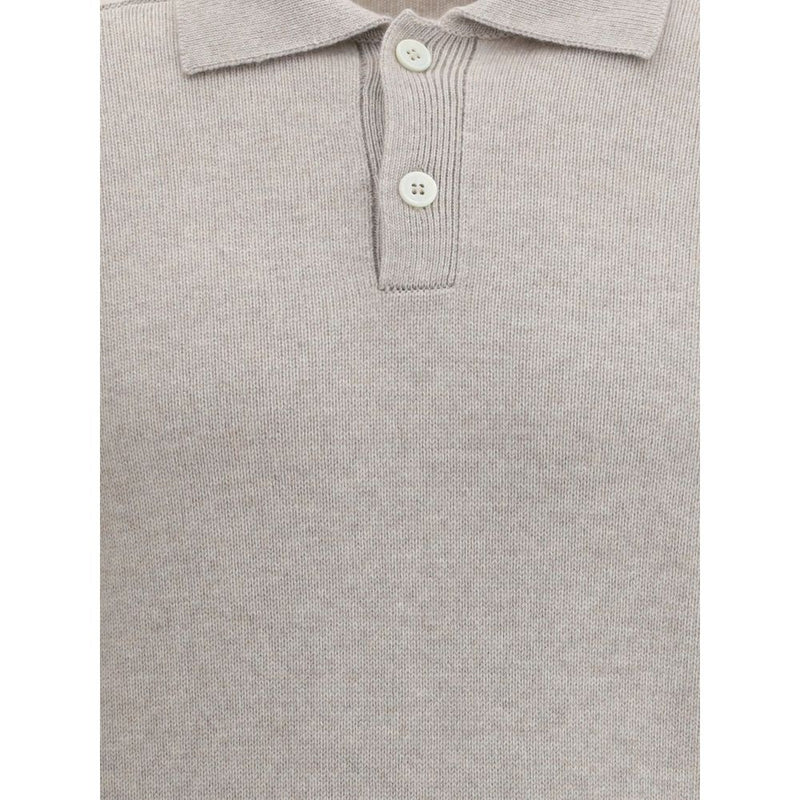 Beige Cashmere Polo Shirt Brunello Cucinelli