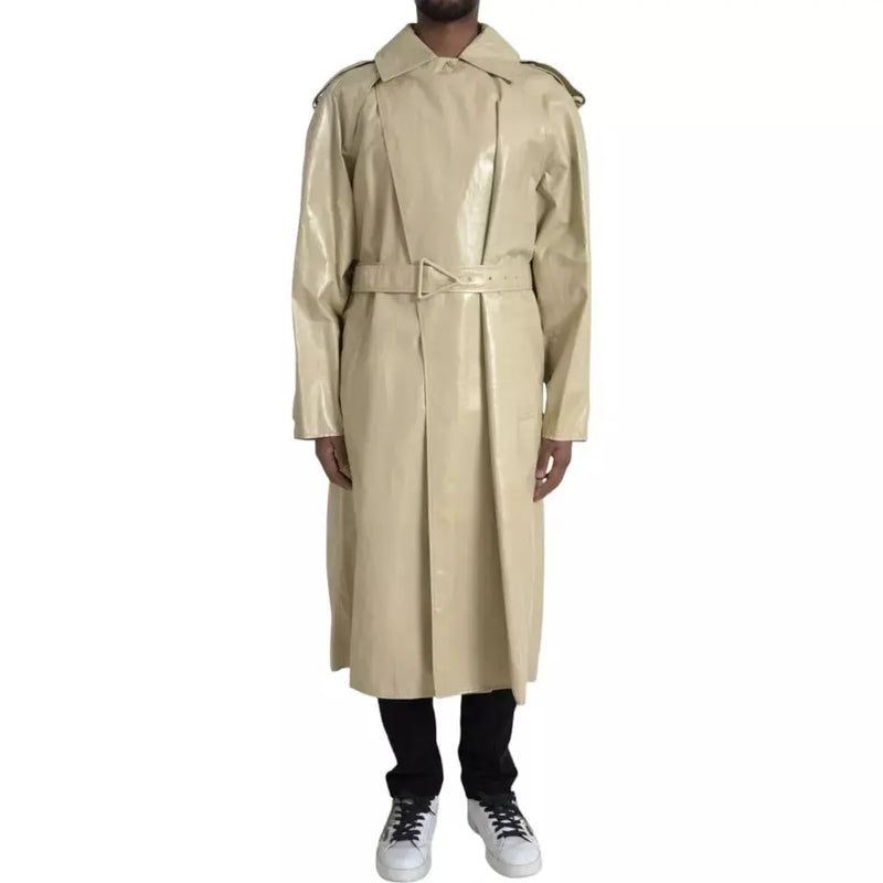 Beige Lambskin Leather Trench Coat Jacket Bottega Veneta