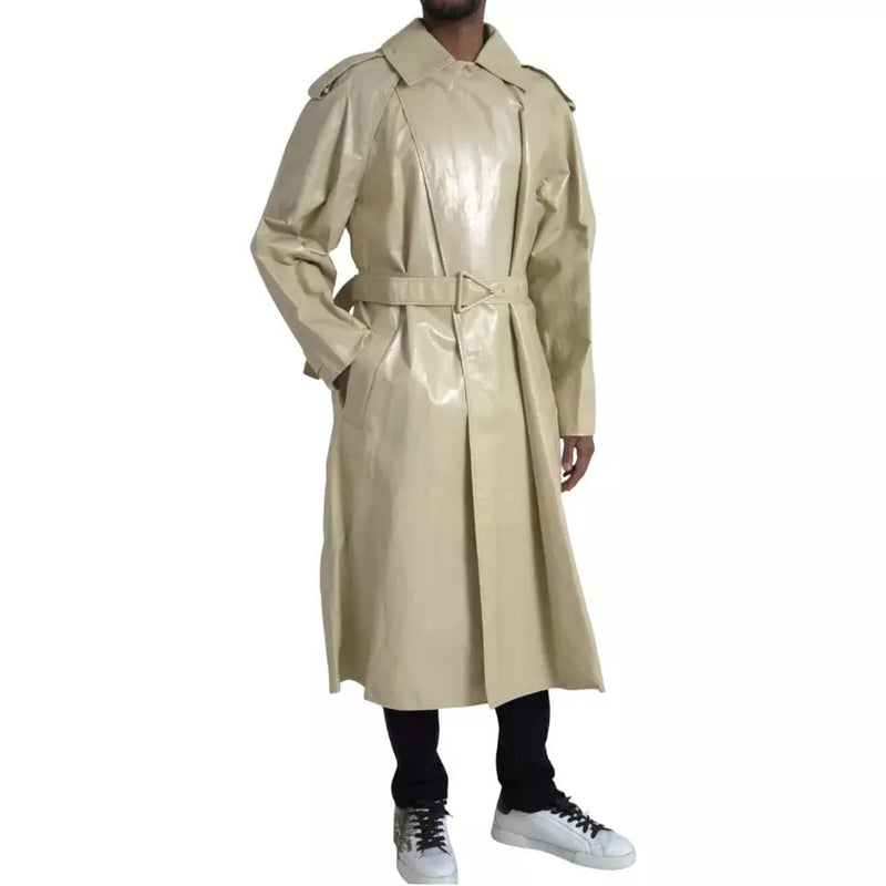 Beige Lambskin Leather Trench Coat Jacket Bottega Veneta