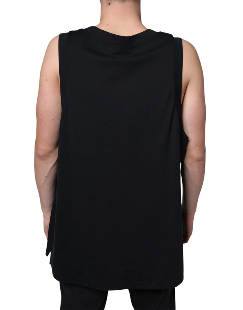 Black Cotton Born To Be Free Sleeveless T-shirt Dolce & Gabbana