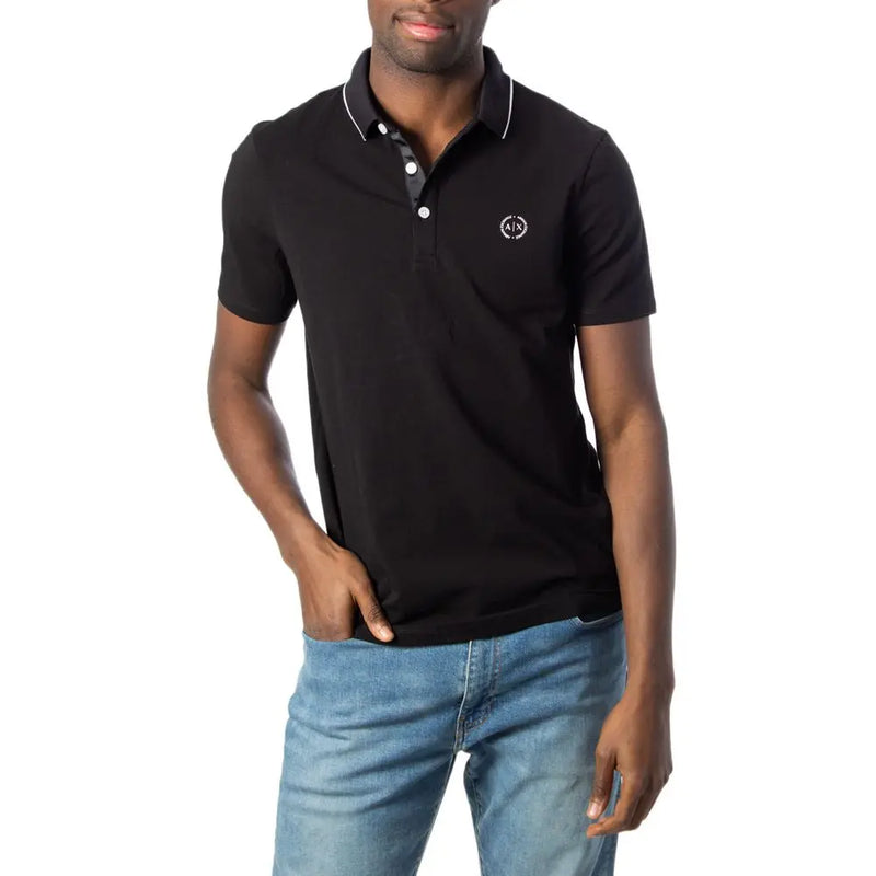 Black Cotton Polo Shirt Armani Exchange