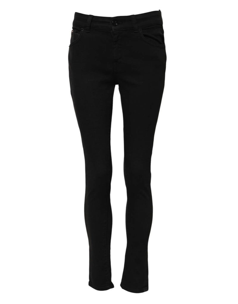Black Cotton Skinny Mid Waisted Denim Jeans Dolce & Gabbana