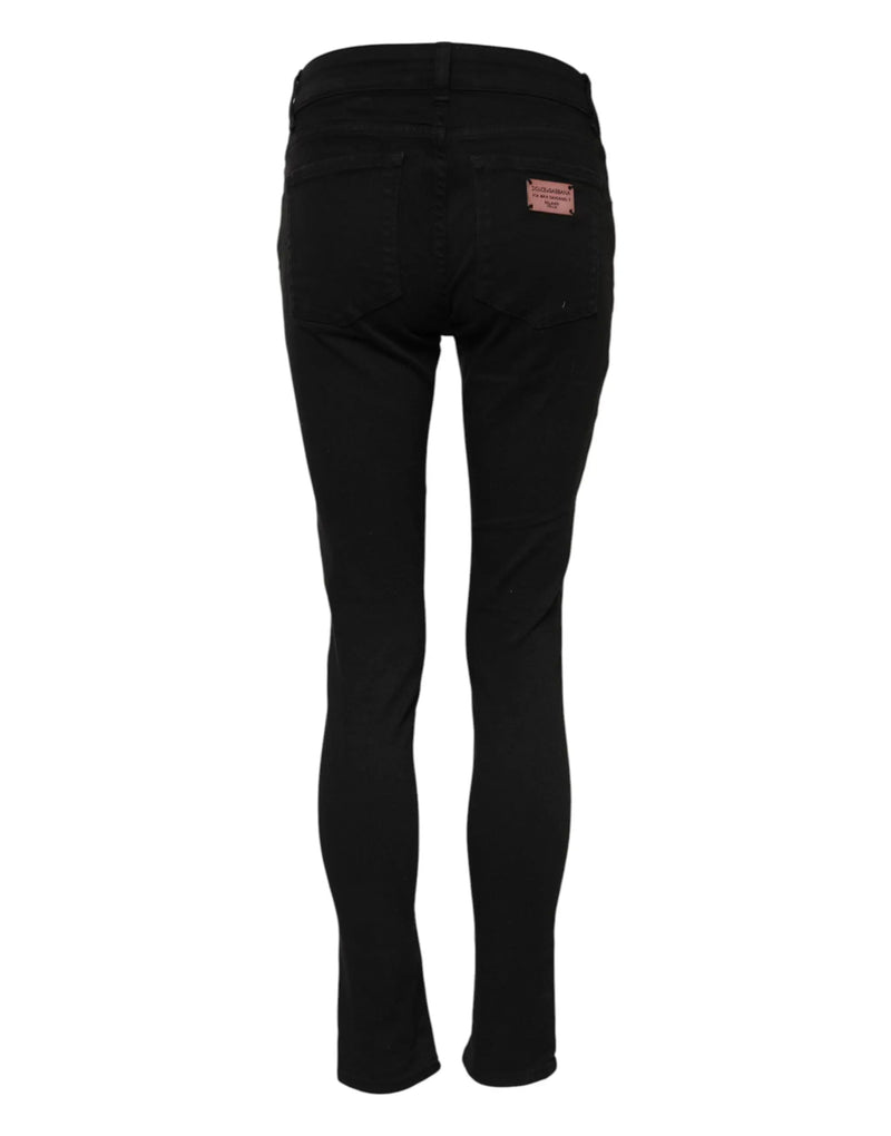 Black Cotton Skinny Mid Waisted Denim Jeans Dolce & Gabbana