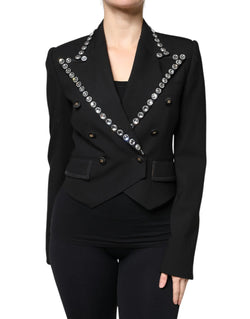 Black Crystal Double Breasted Blazer Jacket Dolce & Gabbana