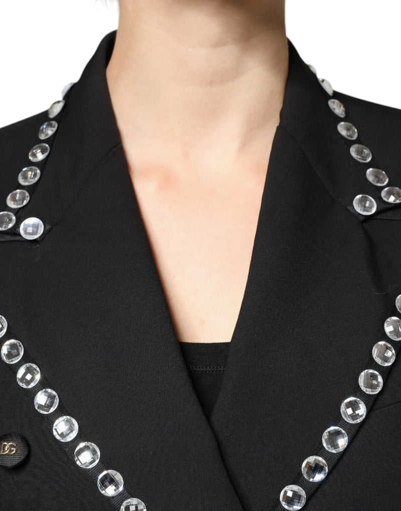 Black Crystal Double Breasted Blazer Jacket Dolce & Gabbana