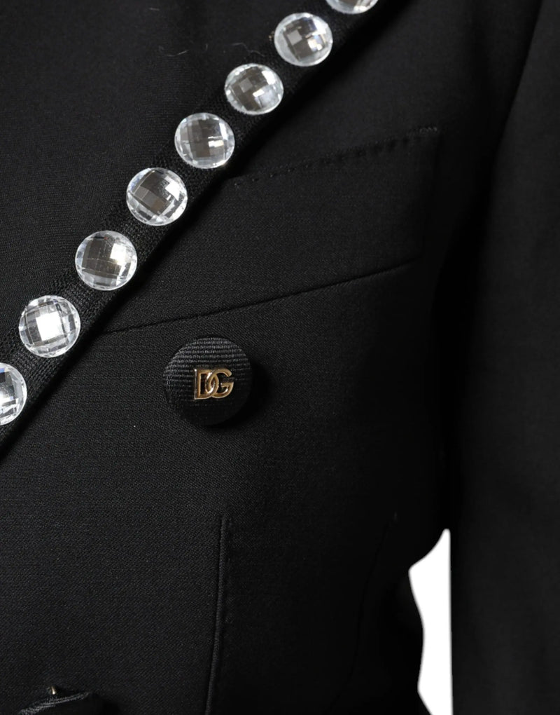 Black Crystal Double Breasted Blazer Jacket Dolce & Gabbana