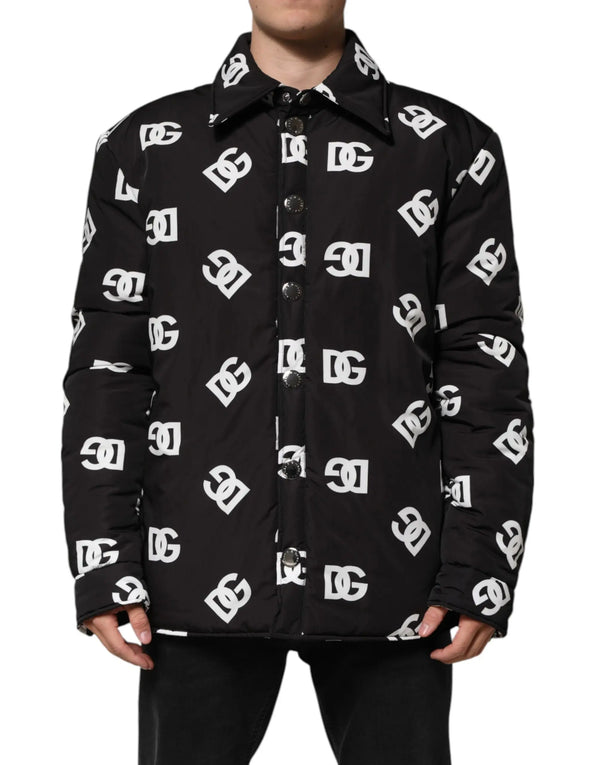 Black DG Monogram Nylon Windbreaker Jacket Dolce & Gabbana