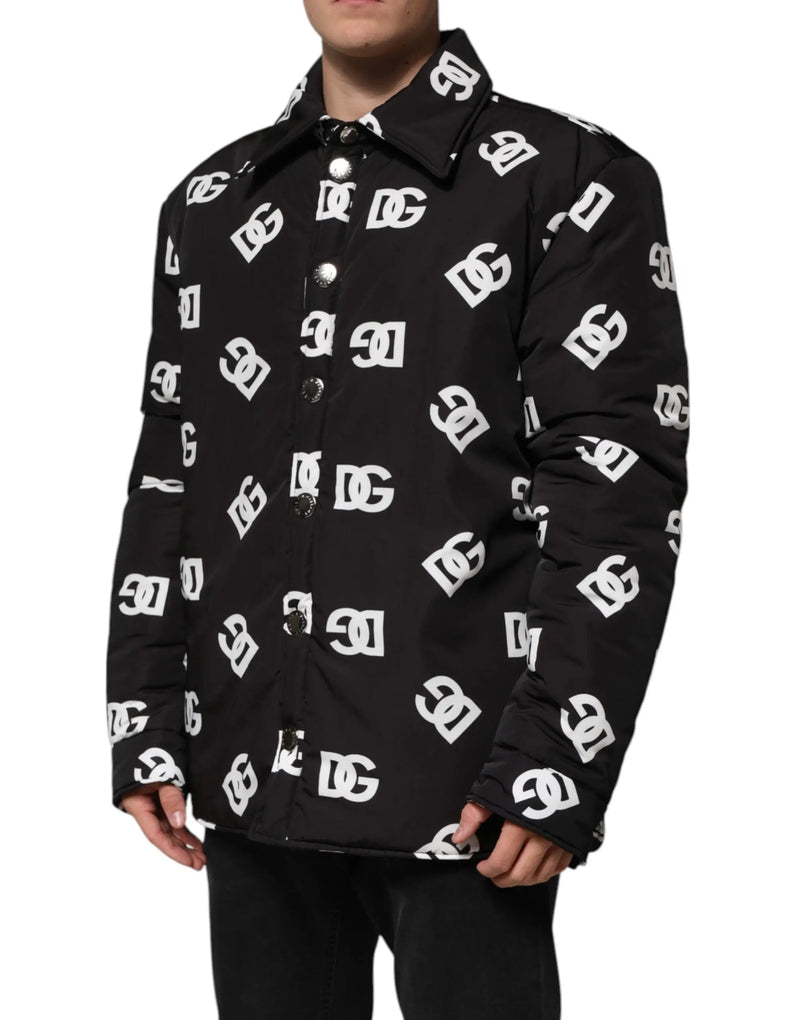 Black DG Monogram Nylon Windbreaker Jacket Dolce & Gabbana