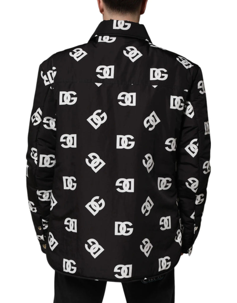 Black DG Monogram Nylon Windbreaker Jacket Dolce & Gabbana