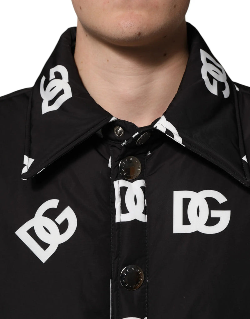 Black DG Monogram Nylon Windbreaker Jacket Dolce & Gabbana