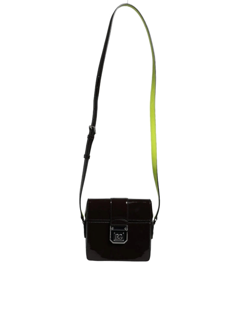 Black Glossy Leather Crossbody Shoulder Bag Dolce & Gabbana