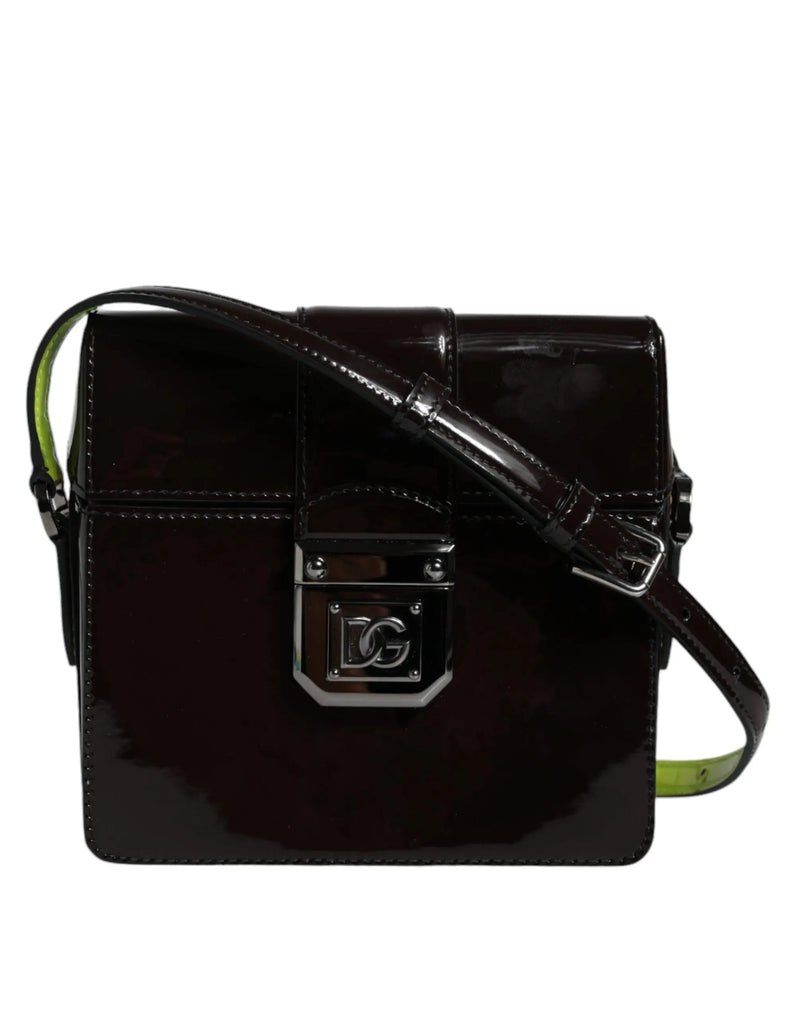 Black Glossy Leather Crossbody Shoulder Bag Dolce & Gabbana