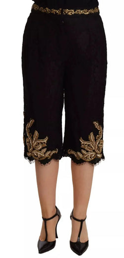 Black Lace Gold Baroque SPECIAL PIECE Shorts Dolce & Gabbana