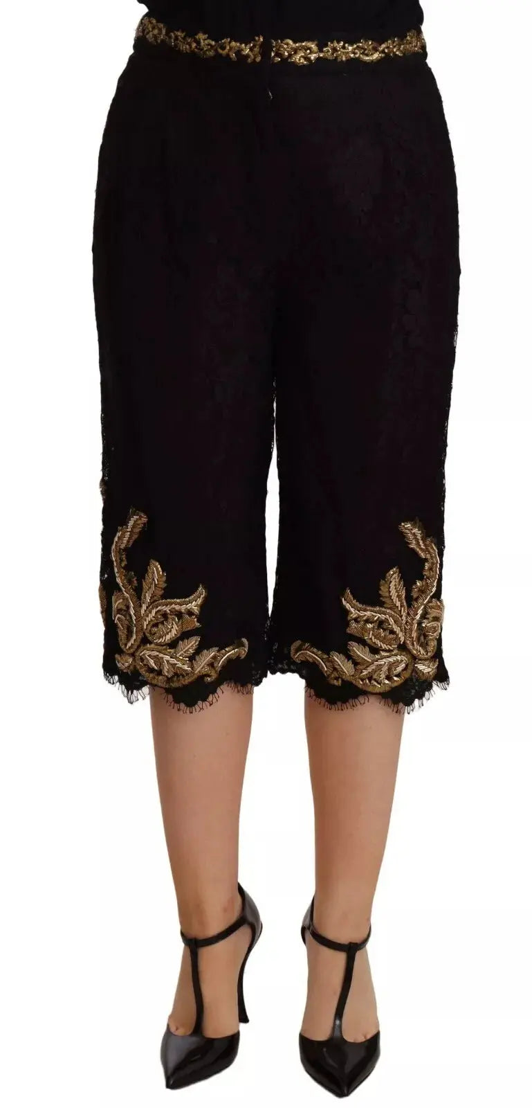 Black Lace Gold Baroque SPECIAL PIECE Shorts Dolce & Gabbana