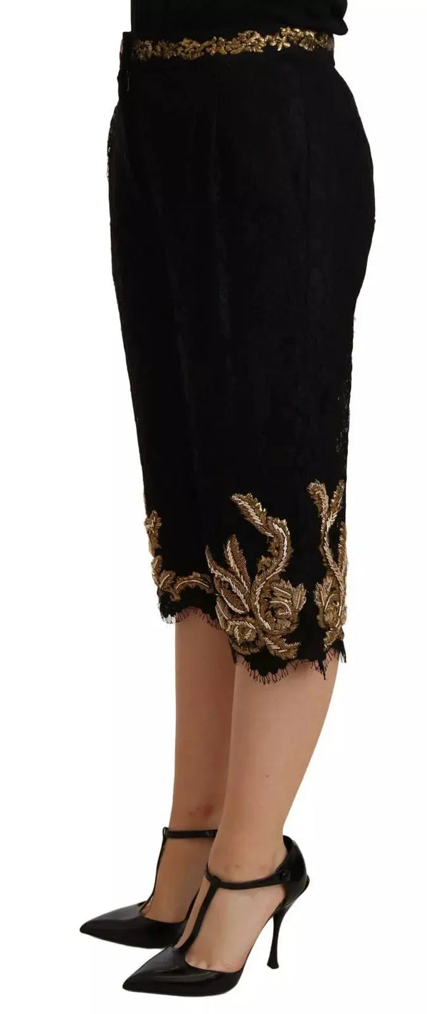 Black Lace Gold Baroque SPECIAL PIECE Shorts Dolce & Gabbana