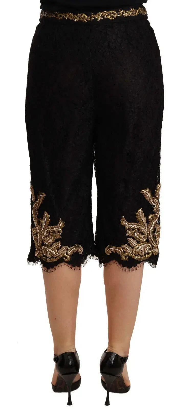 Black Lace Gold Baroque SPECIAL PIECE Shorts Dolce & Gabbana