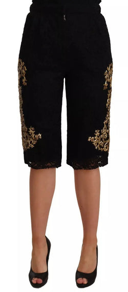Black Lace Gold Baroque SPECIAL PIECE Shorts Dolce & Gabbana