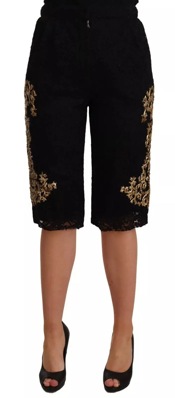 Black Lace Gold Baroque SPECIAL PIECE Shorts Dolce & Gabbana