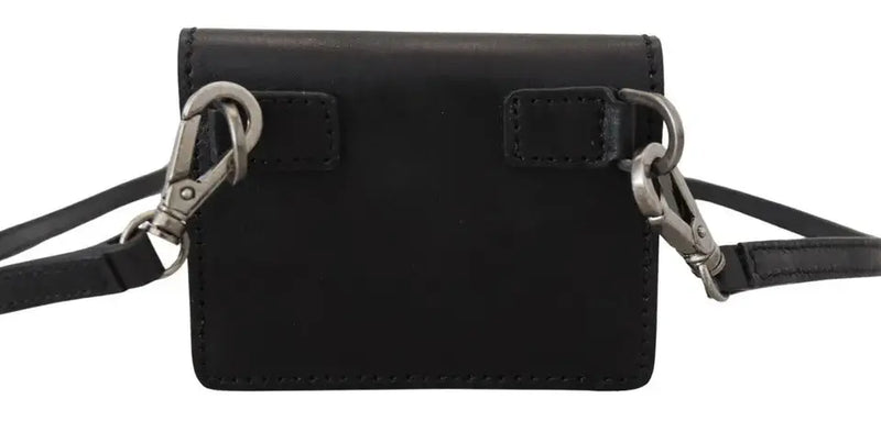 Black Leather Bifold Shoulder Sling Women Wallet Dolce & Gabbana