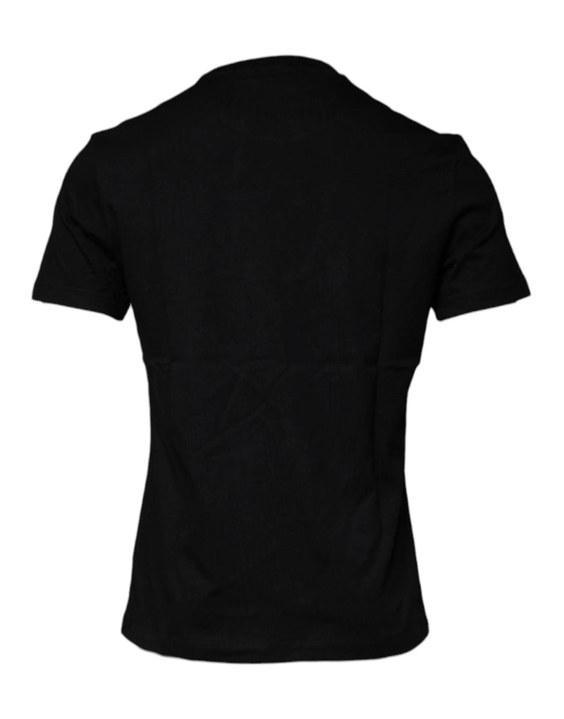 Black Medusa Print Cotton Crew Neck T-shirt Versace