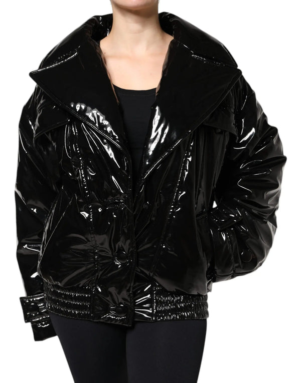 Black Polyester Button Down Blouson Jacket Dolce & Gabbana