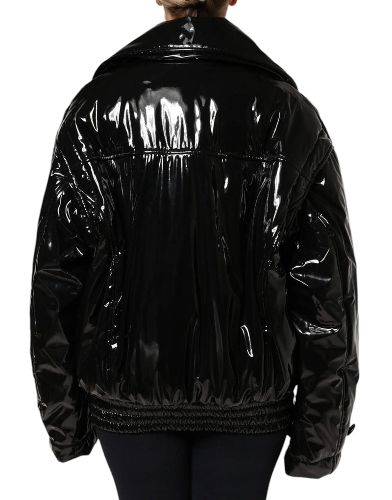 Black Polyester Button Down Blouson Jacket Dolce & Gabbana