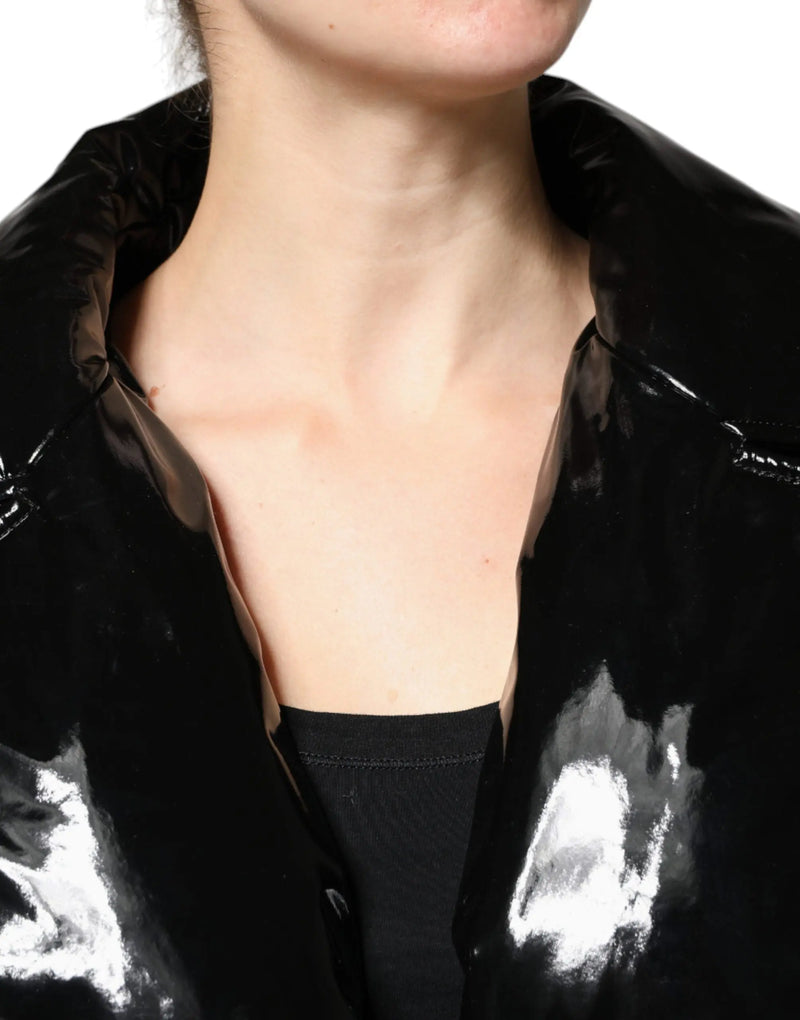 Black Polyester Button Down Blouson Jacket Dolce & Gabbana