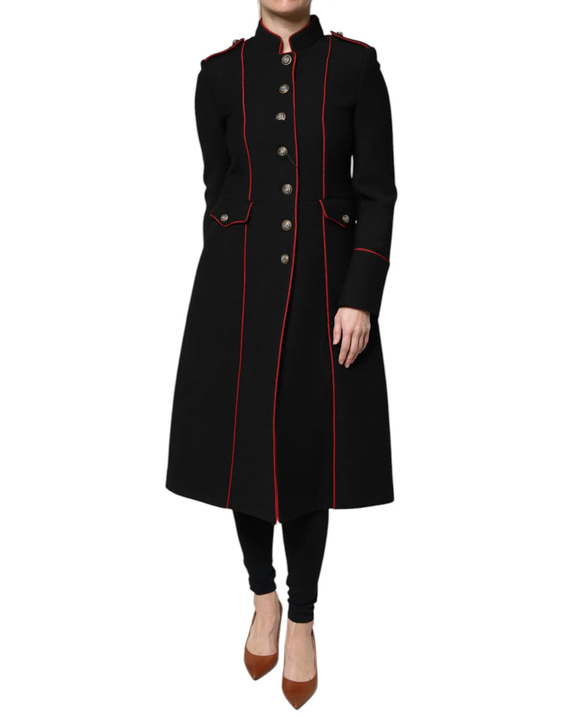 Black Single Breasted Trench Coat Jacket Dolce & Gabbana